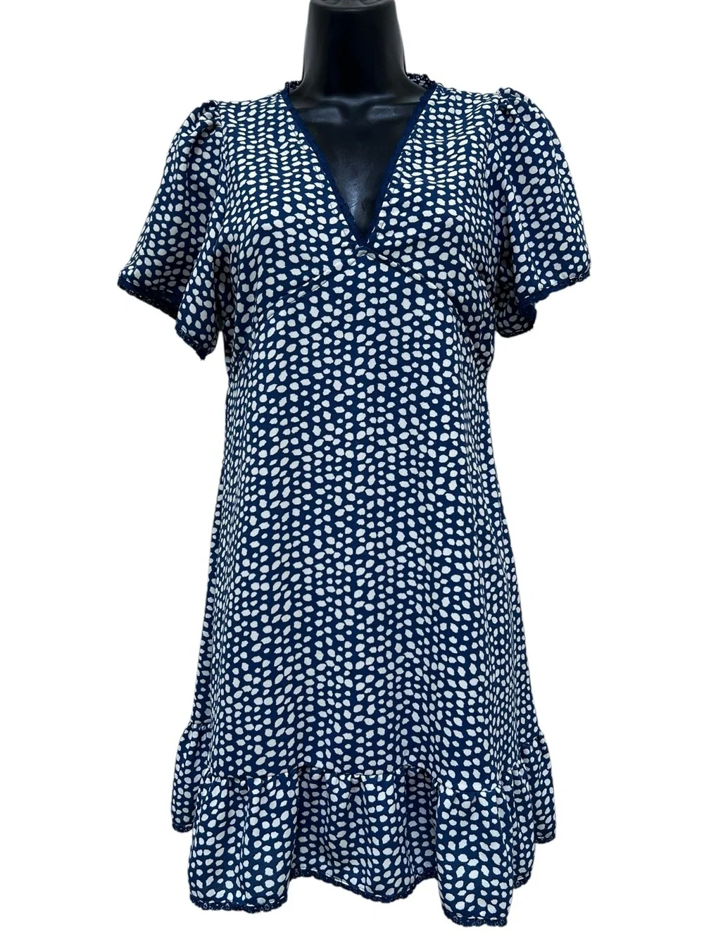 Urban Outfitters Blue White Speckled Babydoll Mini Dress Small